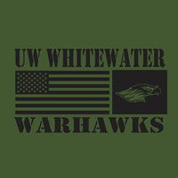 Shot Glass - Military Green with UW-Whitewater over American Flag Mascot and Warhawks
