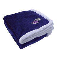Blanket - Oversized 6ft x 5ft Purple and White Sherpa with Embroidered Mascot