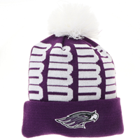 Pom Hat - Purple with White UWW pattern and Embroidered Mascot