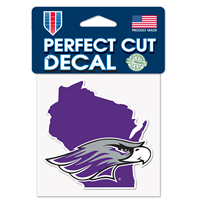 Image of Decal - 4" x 4" Purple WI with Mascot