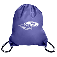 Drawstring Backpack - Black Rope with Purple Bag and Mascot