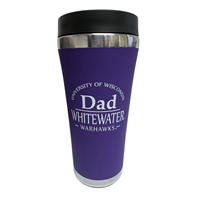 Image of Tumbler - Purple with Univ of Wi arched over Dad Whitewater Warhawks
