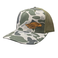 Trucker Hat - 2 Tone Camo Design with Leather Mascot Patch