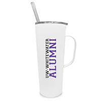 Tumbler with Handle - 20 oz Stainless Steel with UW-Whitewater Alumni and Straw