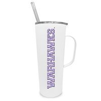 Image of Tumbler with Handle - 20 oz Stainless Steel with Warhawks and Straw