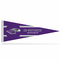 Pennant - 8.5" x 23" Mascot next to UW-Whitewater over Warhawks with Stripe Design