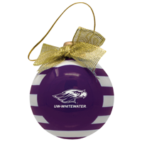 Ornament - Ceramic Engraved Mascot over UW-Whitewater with Purple and White Design