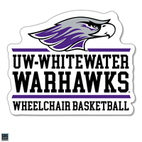 Decal - 3" Vinyl Mascot over UW-Whitewater Warhawks over Wheelchair Basketball