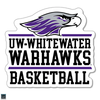 Decal - 3" Vinyl Mascot over UW-Whitewater Warhawks over Basketball