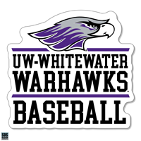 Decal - 3" Vinyl Mascot over UW-Whitewater Warhawks over Baseball