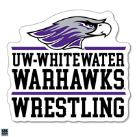 Decal - 3" Vinyl Mascot over UW-Whitewater Warhawks over Wrestling