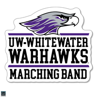 Decal - 3" Vinyl Mascot over UW-Whitewater Warhawks over Marching Band