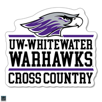 Decal - 3" Vinyl Mascot over UW-Whitewater Warhawks over Cross Country