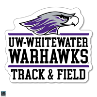 Decal - 3" Vinyl Mascot over UW-Whitewater Warhawks over Track & Field
