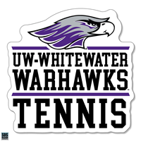 Decal - 3" Vinyl Mascot over UW-Whitewater Warhawks over Tennis