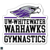 Decal - 3" Vinyl Mascot over UW-Whitewater Warhawks over Gymnastics