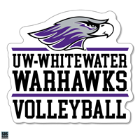 Decal - 3" Vinyl Mascot over UW-Whitewater Warhawks over Volleyball