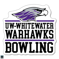 Decal - 3" Vinyl Mascot over UW-Whitewater Warhawks over Bowling