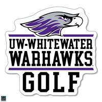 Decal - 3" Vinyl Mascot over UW-Whitewater Warhawks over Golf