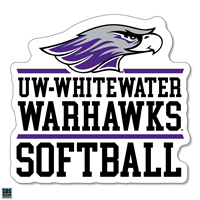 Decal - 3" Vinyl Mascot over UW-Whitewater Warhawks over Softball