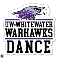 Decal - 3" Vinyl Mascot over UW-Whitewater Warhawks over Dance