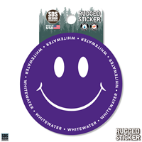 Image of Sticker - 2" Purple Smiley Face with Whitewater Repeated in Circle