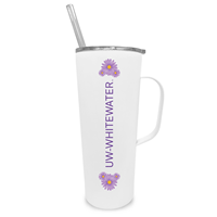 Tumbler - 20 oz UW-Whitewater with Floral Design with Straw