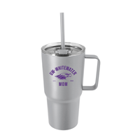 Image of Tumbler with Handle - 20 oz with UW-Whitewater arched over Mascot over Mom