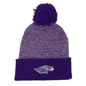 Image of Beanie - Marled Yarn Pom Pom Winter Hat Emb Mascot