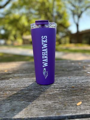 Tumbler - 24 oz Purple Soft Touch Warhawks and Mascot