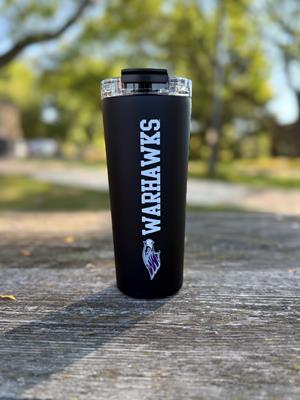Image of Tumbler - 24 oz Black Soft Touch Warhawks and Mascot