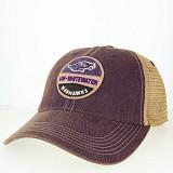 Image of Hat - Legacy Old Favorite Trucker Circle Patch Mascot over UW-W Warhawks