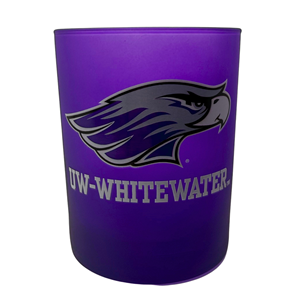 Glass - Rocks Glass Purple Frost with Mascot over UW-Whitewater - main view