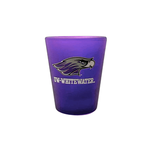 Shot Glass - Purple frost Mascot over UW-Whitewater - main view