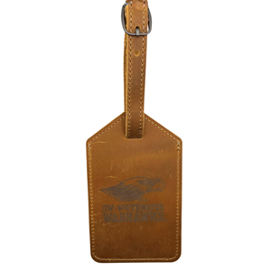 Luggage Tag - Brown Leather Luggage Tag with UW-Whitewwater Warhawks - main view