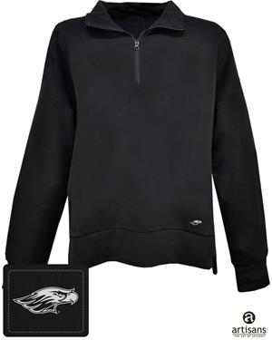 Image of Artisans - 1/4 Zip Cora Black with Mascot Head Patch -  black