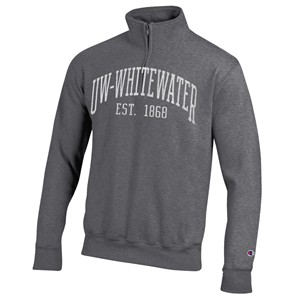 Champion 1/4 Zip Heather Grey Rustic UW-Whitewater Est. 1868 - main view