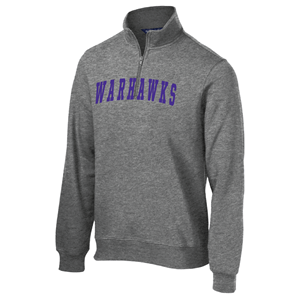 Image of Freedomwear 1/4 Zip with Tackle Twill Lettering Warhawks -  heather