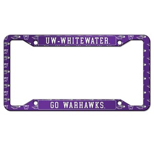License Plate Frame - UW-Whitewater Warhawks with New Logo - main view