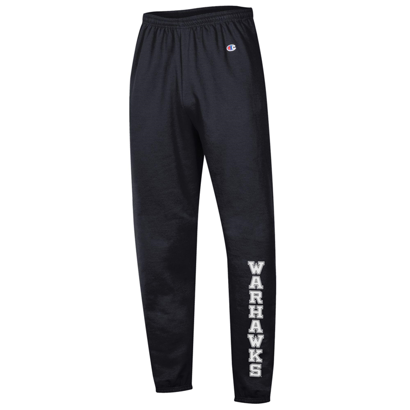 Champion Jogger Banded Sweatpants with Bold Vertical Warhawks Design UW Whitewater Bookstore