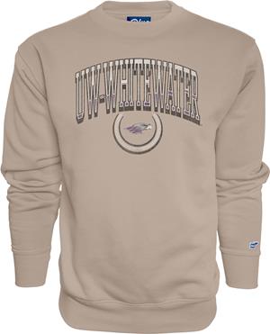Image of Blue 84 Crewneck Distressed UW-W over Emblem