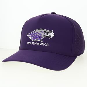 Image of Hat - Cut Above Embroidered Mascot over Warhawks -  purple