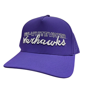 Hat - Legacy Purple Stitched UW-Whitewater over Embroidered Cursive Warhawks - main view