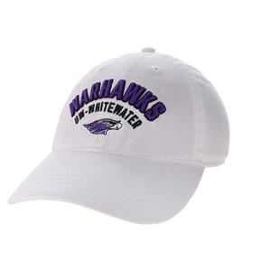 Hat - Legacy EZA Warhawks UW-W Arched over Mascot -  white