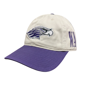 Hat - Legacy Tan and Purple with Mascot in the Middle and Warhawks on the Side - main view