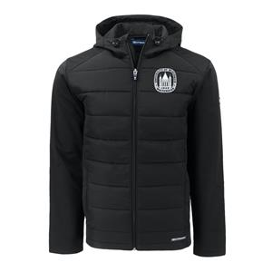 Image of Cutter and Buck Evoke Eco Hybrid Hooded Jacket with Embroidered Chancellor's Seal - black (SKU: 10787915166) Image of Cutter and Buck Evoke Eco Hybrid Hooded Jacket with Embroidered Chancellor's Seal - black