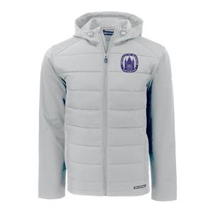Image of Cutter and Buck Evoke Eco Hybrid Hooded Jacket with Embroidered Chancellor's Seal - grey (SKU: 10787915166) Image of Cutter and Buck Evoke Eco Hybrid Hooded Jacket with Embroidered Chancellor's Seal - grey
