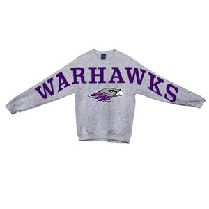 Image of API Crewneck Sweatshirt with arm to arm Warhawks over Mascot