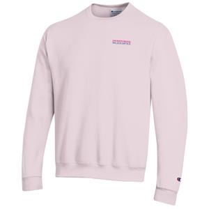 Image of Champion Crewneck Sweatshirt with UW-Whitewater Warhawks and Design on Back