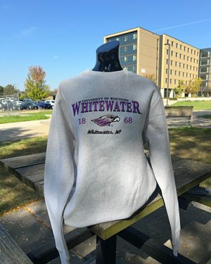 Image of Uscape Crewneck Sweatshirt with University of Wisconsin Whitewater over 1868 Mascot Whitewater, WI